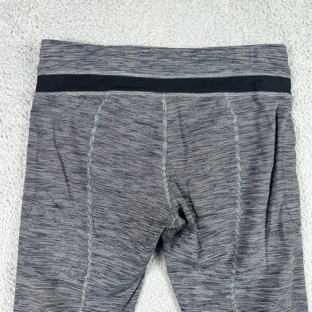 Lululemon Speed Up Leggings Womens 10 Black White Space Dye Stripe Mesh‎ 25